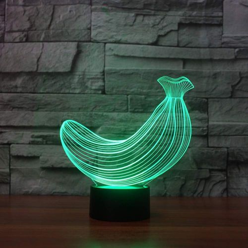  YZYDBD 3D Night Light Optical Illusion Night Lamp,Cute 3D LED Visual Night Light Banana 7 Colors Changing Fruit Table Mood Lamp Baby Sleep Lighting Children Bedroom Decor Gifts