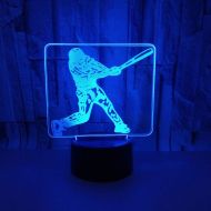 YZYDBD 3D Night Light Optical Illusion Night Lamp,Night Light Playing Baseball Changeable Mood Lamp Led 7 Colors USB 3D Illusion Table Lamp for Home Decorative As Kids Toy Gift