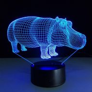 YZYDBD 3D Night Light Optical Illusion 3D Led Night Light Hippo with 7 Colors Mood Lamp for Home Decoration Hippopotamus Table Lamp Amazing Optical Illusion Lighting