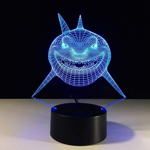  YZYDBD 3D Night Light Optical Illusion Night Lamp,Creative 3D Colorful Gradients Mood Desk Lamp Shark Animal Shape NightLight Fish Lighting Fixtures Home Party Decor Friend