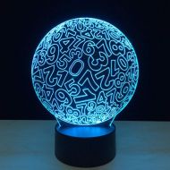 YZYDBD 3D Night Light Optical Illusion Night Lamp,Home Decor Kids Bedroom Lighting Abstract Digital Ball 3D Night Light Child Touch Switch Colorful Gradients Mood Table Lamp Gift