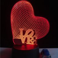 YZYDBD 3D Night Light Optical Illusion Night Lamp,Romantic Love Word Sweet Heart 3D Led USB Lamp Atmosphere Mood 7 Colors Changing Night Light Lover Birthday Gift Home Decor