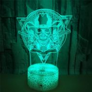 YZYDBD 3D Night Light Optical Illusion Night Lamp,3D Skull Night Light 7 Color Flashing Acrylic Skull Head Halloween Punisher Mood Nightlight USB Crack Base Led Scared Lamp