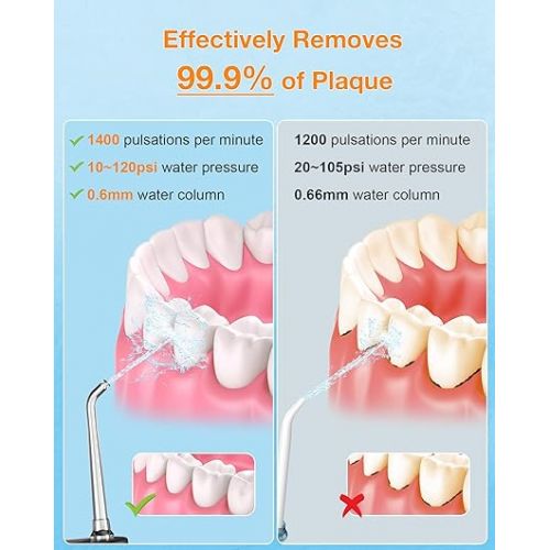  YaFex Water Dental Flosser Teeth Pick - Cordless Portable Oral Irrigator Rechargeable Collapsible Mini Irrigation Cleaner, 4 Modes, with DIY, IPX7 Waterproof Travel Floss for Teeth Cleaning