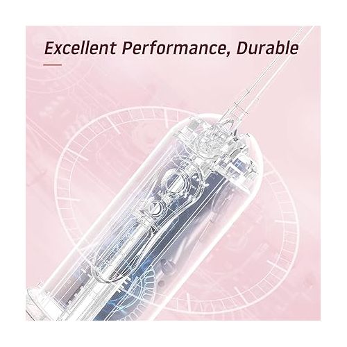  Water Dental Flosser Cordless for Teeth: Portable Oral Irrigator Rechargeable Collapsible Travel Teeth Cleaner with Case, 4 Modes with DIY, 5 Jet Tips, IPX7 Waterproof for Teeth Cleaning