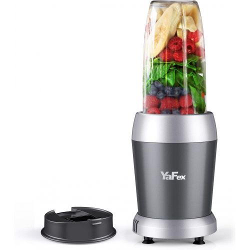  YaFex 700W Personal Blender for Shakes and Smoothies, 6-Blade Smoothie Blender for Frozen Fruit and Ice, with 1 28 Oz Travel Bottle, 1 To-Go Lid, BPA Free & Dishwasher Safe (Gray/S