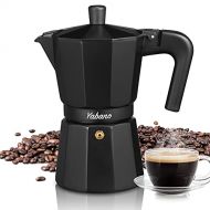 Yabano Stovetop Espresso Maker, Moka Coffee Pot Italian Espresso for Gas or Electric Ceramic Stovetop, Italian Coffee maker for Cappuccino or Latte, Black (6 Cup)