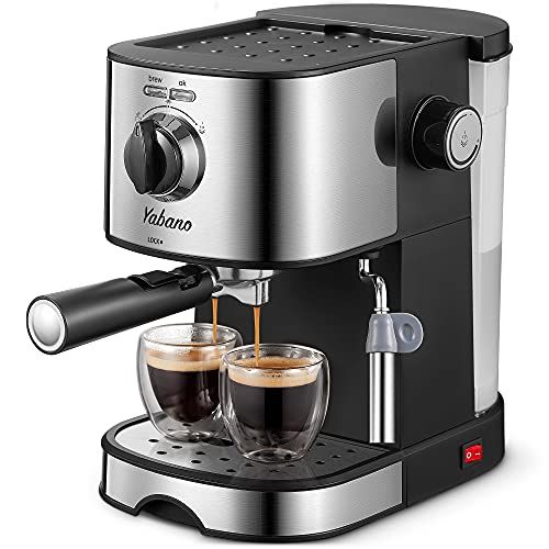  Espresso Machine, Yabano 15Bar Espresso and Cappuccino, With Milk Frother/Steam Wand, Professional Espresso Coffee Machine for Latte, Cappuccino