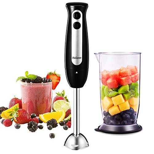  Immersion Blender, Yabano 2 in 1 Hand Blender Stick with 24oz Beaker, 2-Speed Detachable Stainless Steel Handheld Blender, Ergonomic Handle, for Baby Food, Sauces, Soup and Juices,