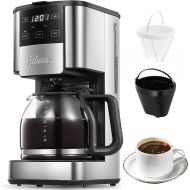 Yabano Programmable Coffee Maker, 12 Cups Coffee Pot with Timer and Glass Carafe, Brew Strength Control, Keep Warming, Mid-Brew Pause, Coffee Machine with Permanent Coffee Filter Basket,