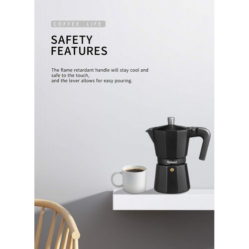  [아마존베스트]Yabano Stovetop Espresso Maker, 6 Cups Moka Coffee Pot Italian Espresso for Gas or Electric Ceramic Stovetop, Italian Coffee maker for Cappuccino or Latte, Black