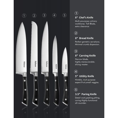  [아마존베스트]Yabano Knife Set High Carbon Stainless Steel Kitchen Knife Set 16 PCS, Super Sharp, Upgraded Anti-rust Cutlery Knife Set with Wood Block, Steak Knives and Knife Sharpener, Black