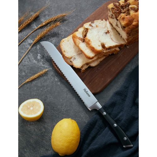  [아마존베스트]Yabano Knife Set High Carbon Stainless Steel Kitchen Knife Set 16 PCS, Super Sharp, Upgraded Anti-rust Cutlery Knife Set with Wood Block, Steak Knives and Knife Sharpener, Black