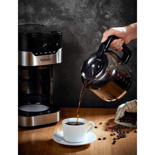  [아마존베스트]Yabano Filter Coffee Machine Digital with Timer, AromaSelector, Permanent Filter, Touch Screen, 900W, 1.5 L, Stainless Steel