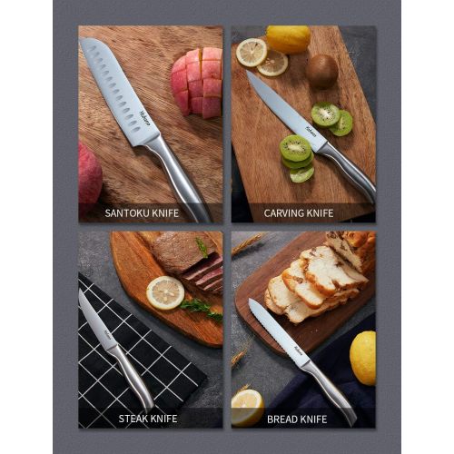  [아마존베스트]Yabano Knife Block Professional Knife Set 16-Piece Stainless Steel Chefs Knife with Wooden Block
