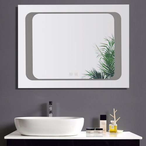  Yadianna yadianna 24 x 32 LED Lighted Wall Mirror Rectangle Bathroom Vanity Mirror with Touch Button and LED Lights for Bathroom, Living room, and Bedroom