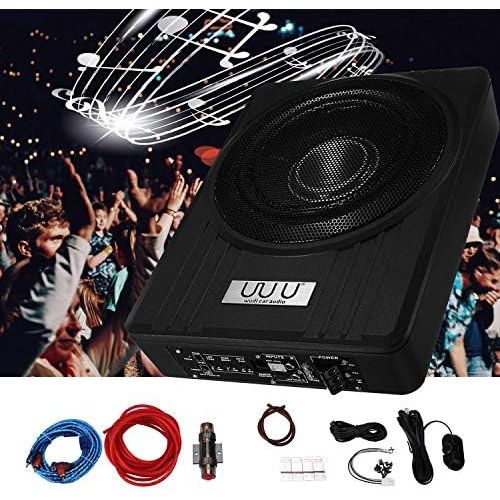  YaeCCC 10 Inch 12V 250W Black Ultra-Thin Under Seat Car Active Sub Woofer Bass Speaker