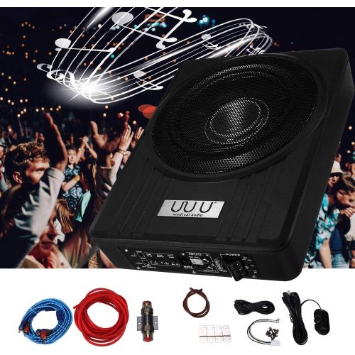  YaeCCC 10 Inch 12V 250W Black Ultra-Thin Under Seat Car Active Sub Woofer Bass Speaker