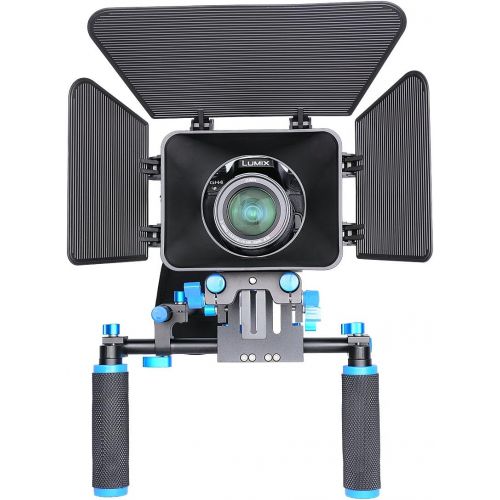  Yaeccc Movie Video Making Rig Set System Kit (1) Shoulder Mount+(1) 15mm Rail Rod System+(1) Matte Box Compatible for Camcorder DSLR Camera Such as Canon Nikon Sony Pentax Fujifilm Panaso