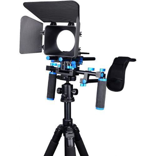  Yaeccc Movie Video Making Rig Set System Kit (1) Shoulder Mount+(1) 15mm Rail Rod System+(1) Matte Box Compatible for Camcorder DSLR Camera Such as Canon Nikon Sony Pentax Fujifilm Panaso