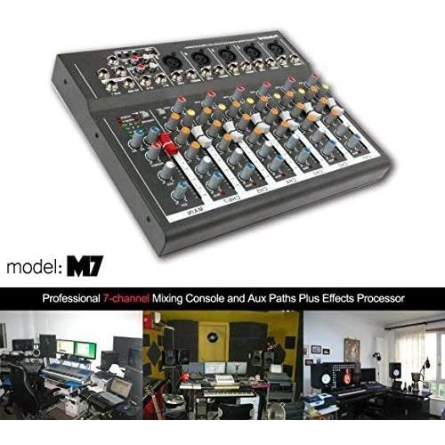  YaeCCC 4/7 Channel Professional Powered Mixer Power Mixing Live Studio Audio Sound DJ-Mixer Mixing Console with USB slot (7 Channel)