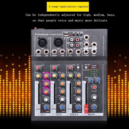  YaeCCC Professional 4/7 Channel Live Studio Audio Sound USB Compact Mixer Mixing Console (4 Channel)