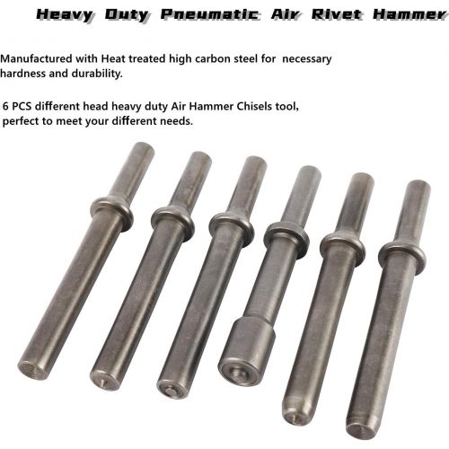  YaeCCC 7 Pcs Heavy Duty Smoothing Pneumatic Air Rivet Hammer Tools Steel Air Hammer Chisel Pneumatic Hammer for Hollow Solid Half-hollow Rivet