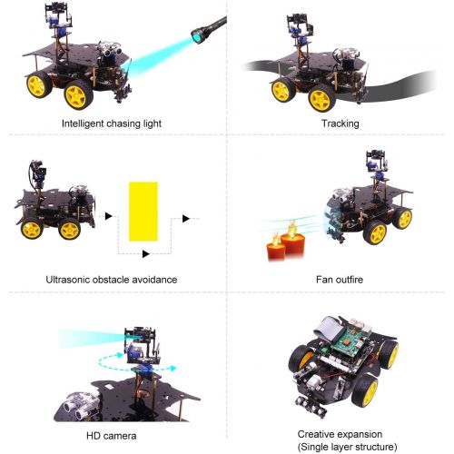  [아마존 핫딜] [아마존핫딜]Yahboom Raspberry Pi Robot Kit for 4B / 3B+ Project with HD Camera, Programmable Robotice Truck with 4WD, Electronics Education DIY Set for Adult (Raspberry Pi Not Included)