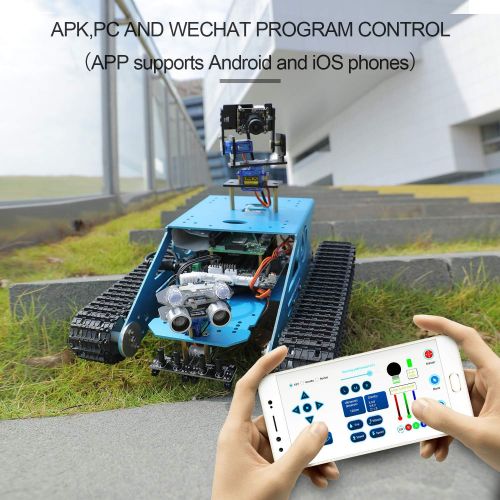  [아마존핫딜][아마존 핫딜] Yahboom Professional Raspberry Pi Tank Smart Robot Kit WiFi Wireless Video Programming Electronic DIY Robot Kit for Teens and Adults Compatible Pi 4B / 3B+(Raspberry Pi not Include