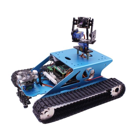 Yahboom Professional Raspberry Pi Tank Smart Robotic Kit WiFi Wireless Video Programming Electronic Toy DIY Robot Kit for Kids and Adults Compatible RPI 3B3B+(Without Raspberry Pi