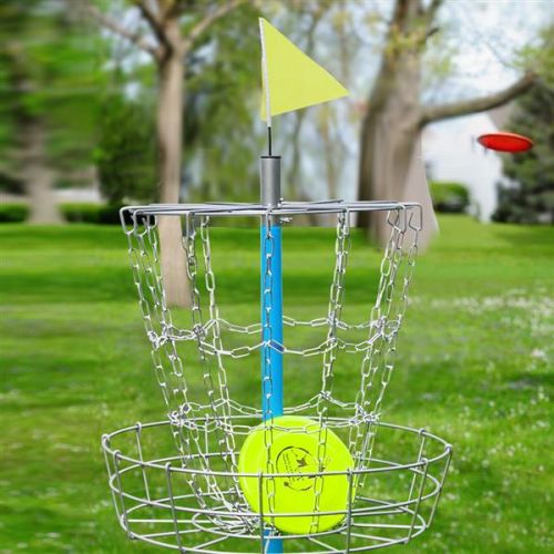  Yaheetech Portable Disc Golf Basket - Lightweight Double Chains Portable Practice Target Steel Frisbee Hole Disc Golf Goals Catcher