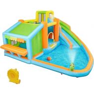 Yaheetech Inflatable Bounce House, Water Bouncer Castle for Kids Aged 3-10 W/Splash Pool, Toy Market Stand, Bouncer Area, Slide, Climbing Wall, Storage Bag, 520W Blower for Outdoor Backyard