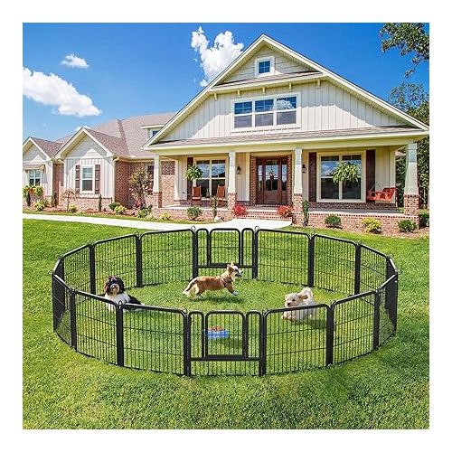  Yaheetech Outdoor Dog Playpen - 16 Panel Fence for Large, Medium and Small Dogs - Heavy Duty Exercise Pen for Puppies and Small Animals - Portable for RV Camping and Yard