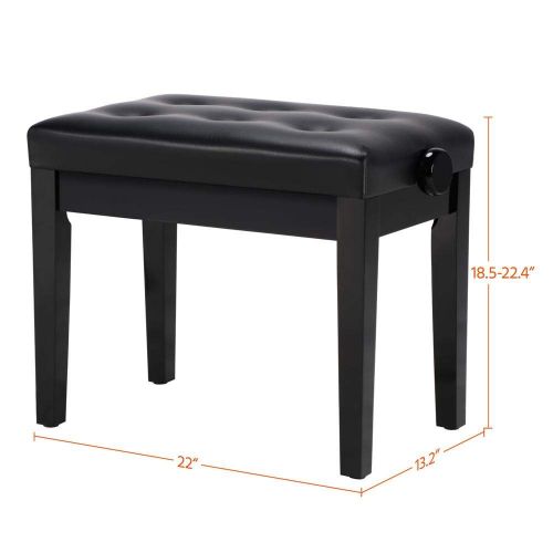  Yaheetech Adjustable Piano Bench - Solid Wood Piano Stool Faux Leather Padded Keyboard Bench Black