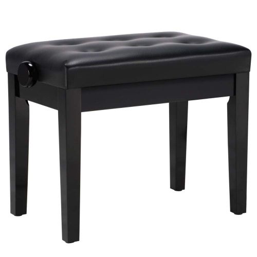  Yaheetech Adjustable Piano Bench - Solid Wood Piano Stool Faux Leather Padded Keyboard Bench Black