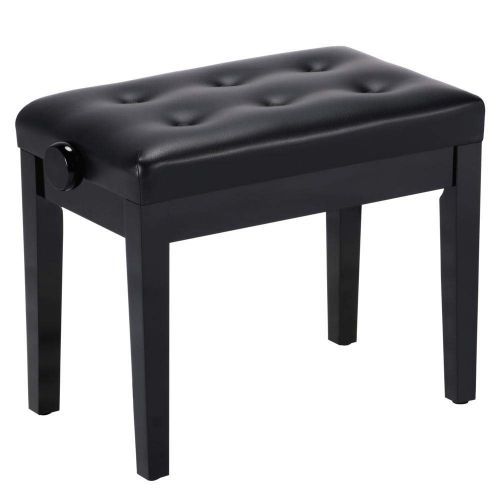  Yaheetech Adjustable Piano Bench - Solid Wood Padded Piano Keyboard Bench Stool Faux Leather Black