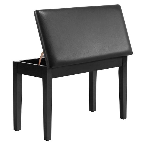  Yaheetech Duet Wooden Piano Bench Stool with Padded Leather Cushion Deluxe Comfort and Storage for Music Books Sheet Black