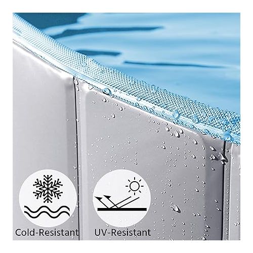  Yaheetech Foldable Dog Pool 71 x 12 Inches Collapsible Hard Plastic Pet Swimming Pool Portable Dog Bath Tub Puppy Cat Shower Pet Wading Pool for Outdoor/Indoor w/Pet Repair Patches, Gray