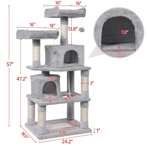  [아마존 핫딜]  [아마존핫딜]Yaheetech Cat Tree Condo Kitten Tower Play House with a Extra-Large Scratching Board, Cozy Perches 57in