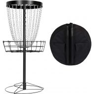 [아마존 핫딜]  [아마존핫딜]Yaheetech Disc Golf Basket Target, 24-Chain Portable Metal Golf Goals Baskets W/Carrying Bag Practice Set