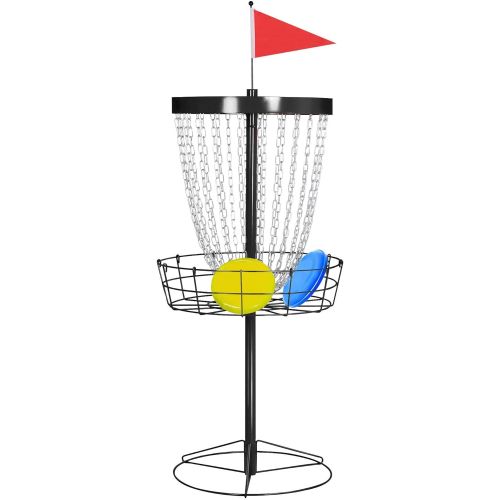  [아마존 핫딜]  [아마존핫딜]Yaheetech Disc Golf Basket Target, 24-Chain Portable Metal Golf Goals Baskets W/Carrying Bag Practice Set