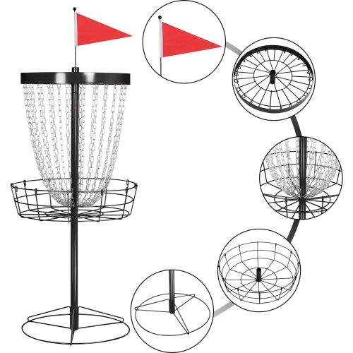  [아마존 핫딜]  [아마존핫딜]Yaheetech Disc Golf Basket Target, 24-Chain Portable Metal Golf Goals Baskets W/Carrying Bag Practice Set