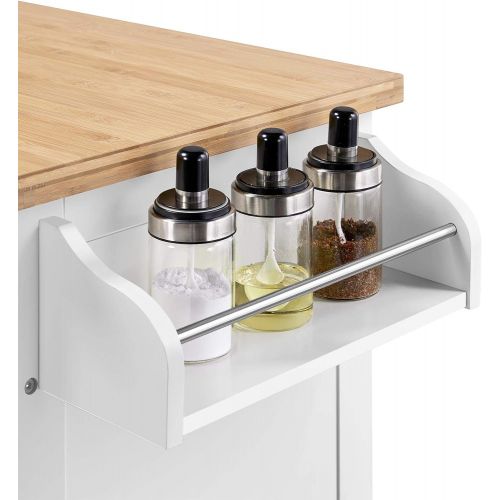  Yaheetech Kitchen Cart with Spice Rack Towel Holder, Kitchen Island with 1 Drawer for Dining Rooms Kitchens Living Rooms, White