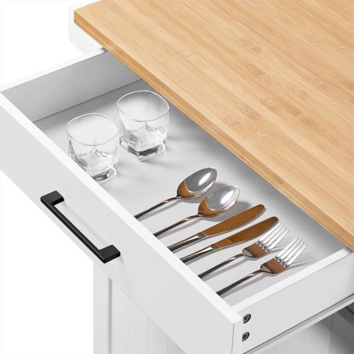  Yaheetech Kitchen Cart with Spice Rack Towel Holder, Kitchen Island with 1 Drawer for Dining Rooms Kitchens Living Rooms, White
