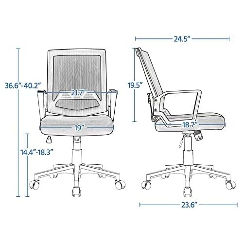  Yaheetech Computer Chair Ergonomic Office Chair Mid-Back Desk Chair w/Armrest and Swivel Casters - Black
