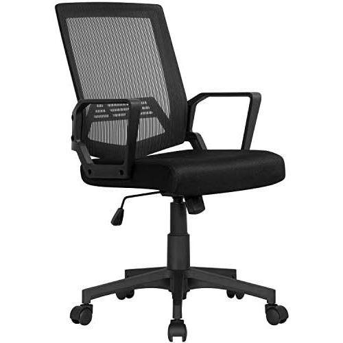  Yaheetech Computer Chair Ergonomic Office Chair Mid-Back Desk Chair w/Armrest and Swivel Casters - Black