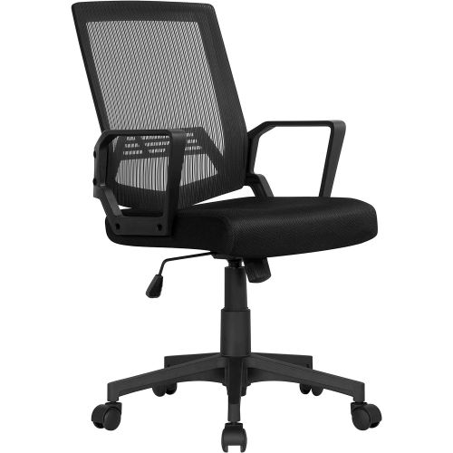  Yaheetech Computer Chair Ergonomic Office Chair Mid-Back Desk Chair w/Armrest and Swivel Casters - Black