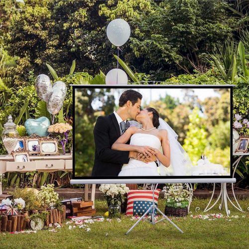  Yaheetech White 100in Diagonal Portable Indoor Outdoor Projector Screen,16:9 Projection Screen w87x49in Foldable Stand