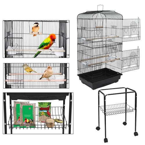  Yaheetech Nova Microdermabrasion 59.3 Rolling Metal Bird Cage Medium Birdcage with Stand for Cockatiel Sun Conure Parakeet Finch Budgie Lovebird Canary Pet Bird Cage