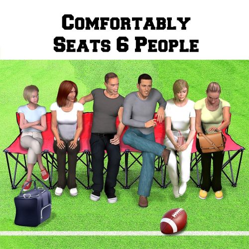  Yaheetech BenefitUSA Folding Portable Team Sports Sideline Bench 6 Seater Outdoor Waterproof- RED